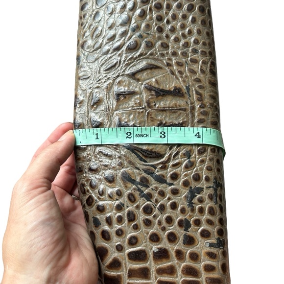 B. May crocodile embossed leather top handle leather bag large gray brown tote - Picture 8 of 11